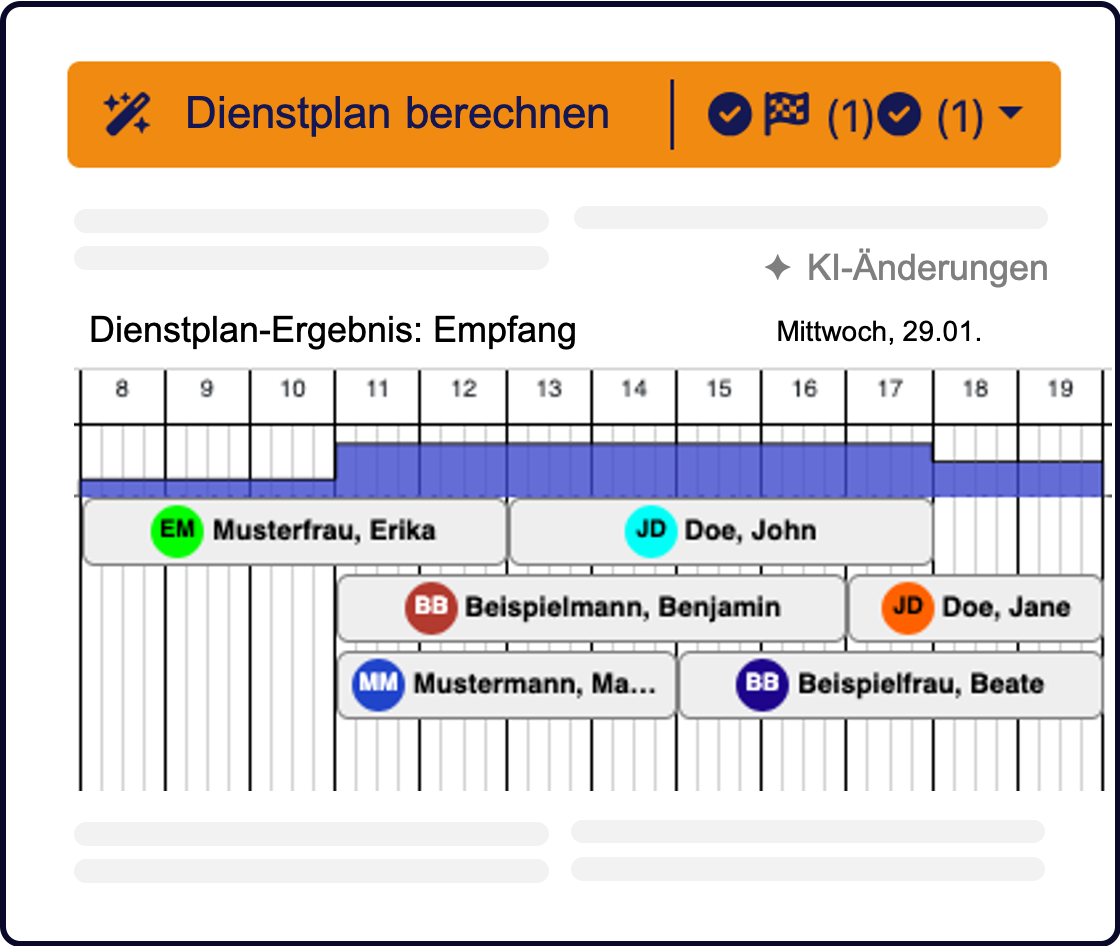 Bildschirmfoto der QPlaner Software, welches den Start der automatischen Schichtplanberechnung zeigt. 