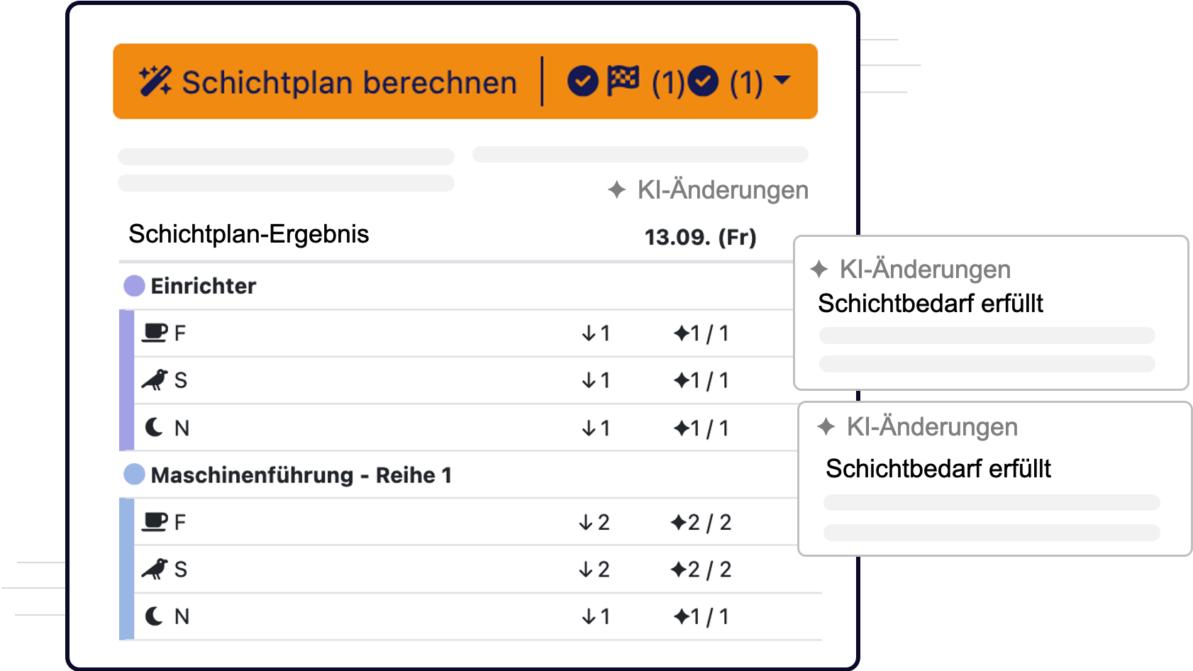 Bildschirmfoto der QPlaner Software, welches den Start der automatischen Schichtplanberechnung zeigt. 