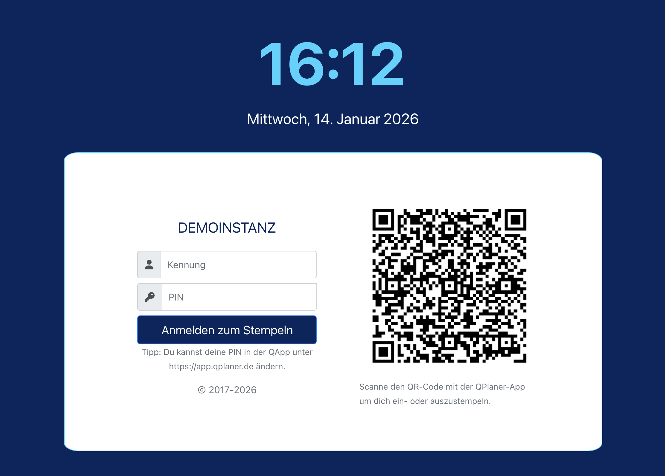 Web-Terminal für Zeiterfassung im Büro